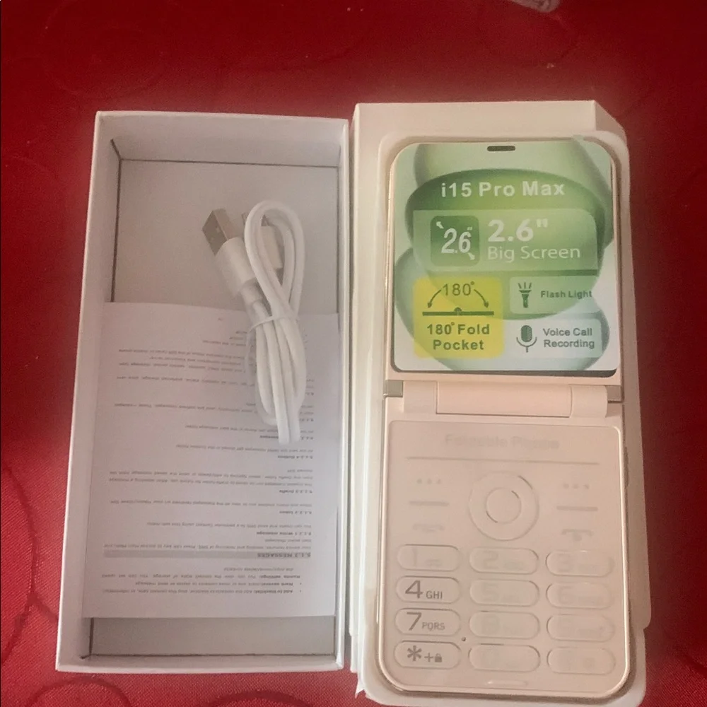 i15 Pro Max Flip Phone - Cream